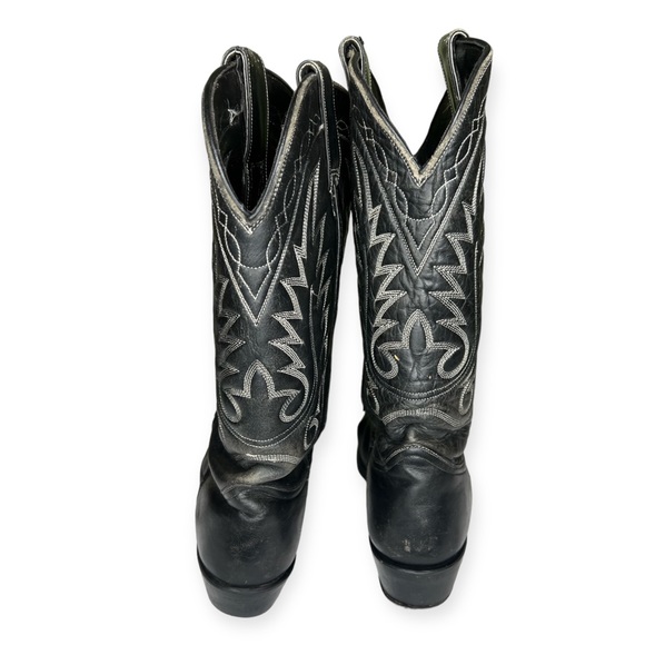 Acme Circle A Vintage Leather Cowboy Boots Black Good Condition Men’s 8.5 - Picture 4 of 8